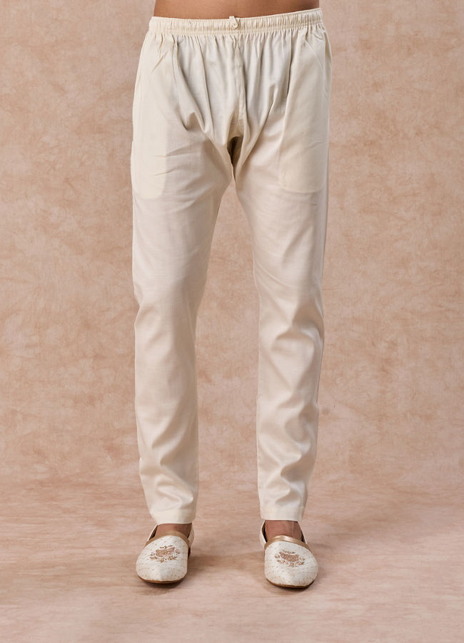 Manyavar Men Regal Cream Georgette Kurta Pajama