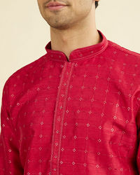 Manyavar Men Festive Red Kurta Pajama Set