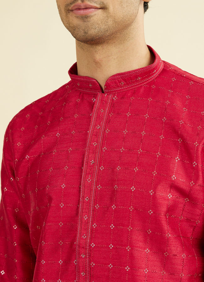 Manyavar Men Festive Red Kurta Pajama Set