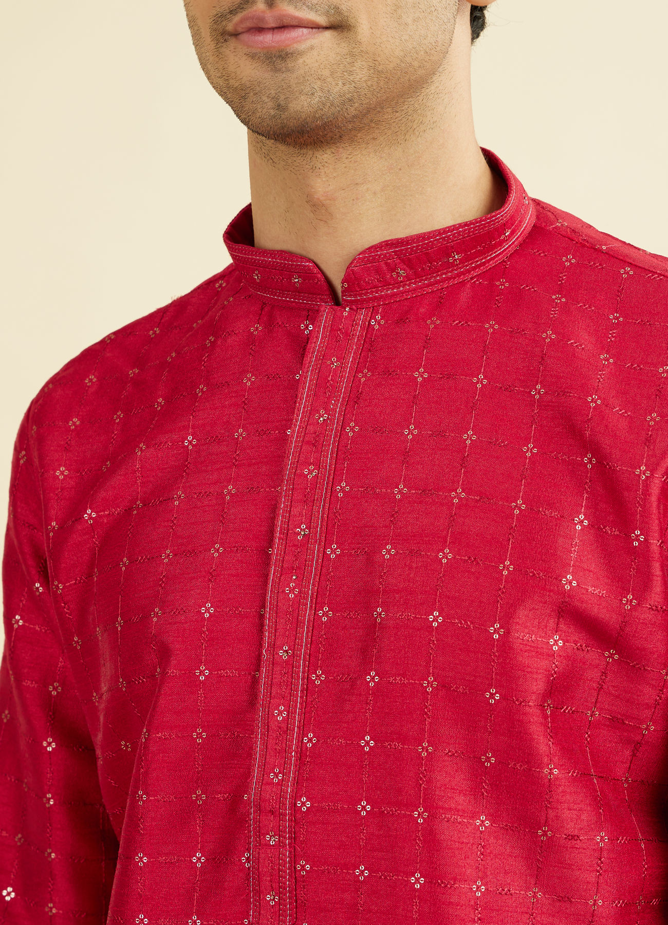Manyavar Men Festive Red Kurta Pajama Set