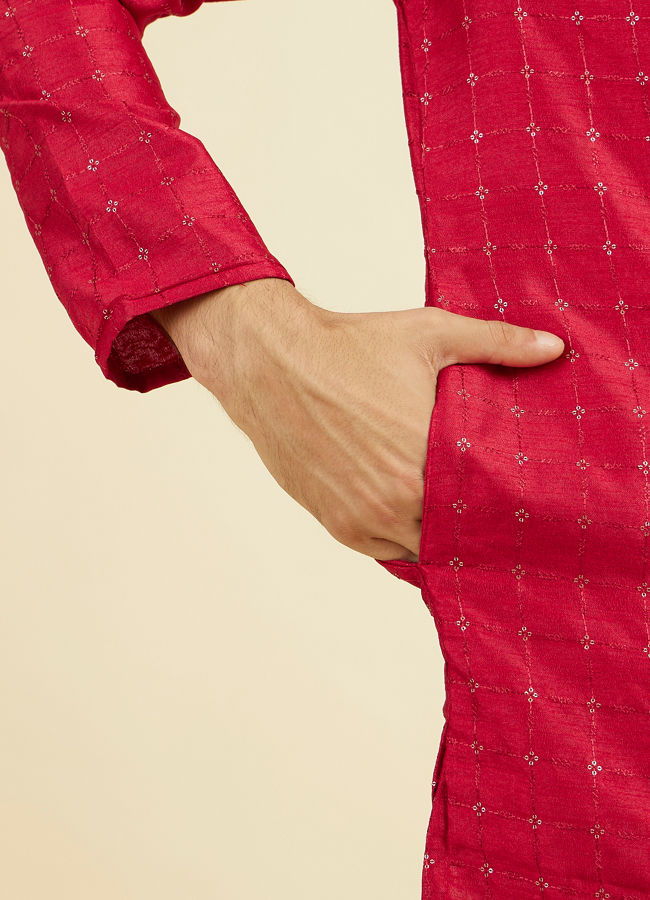 Manyavar Men Festive Red Kurta Pajama Set