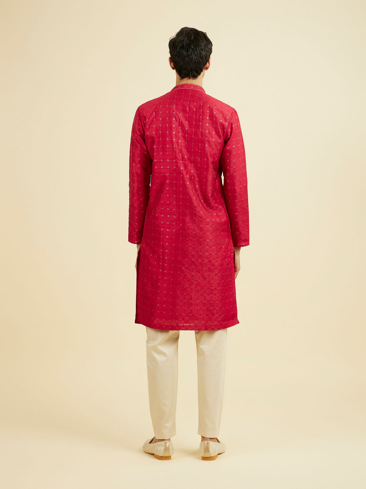 Manyavar Men Festive Red Kurta Pajama Set