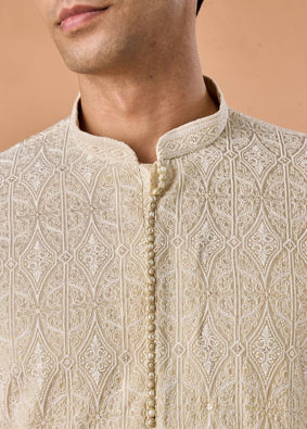 Manyavar Men Pista Green Elegance Kurta Pajama
