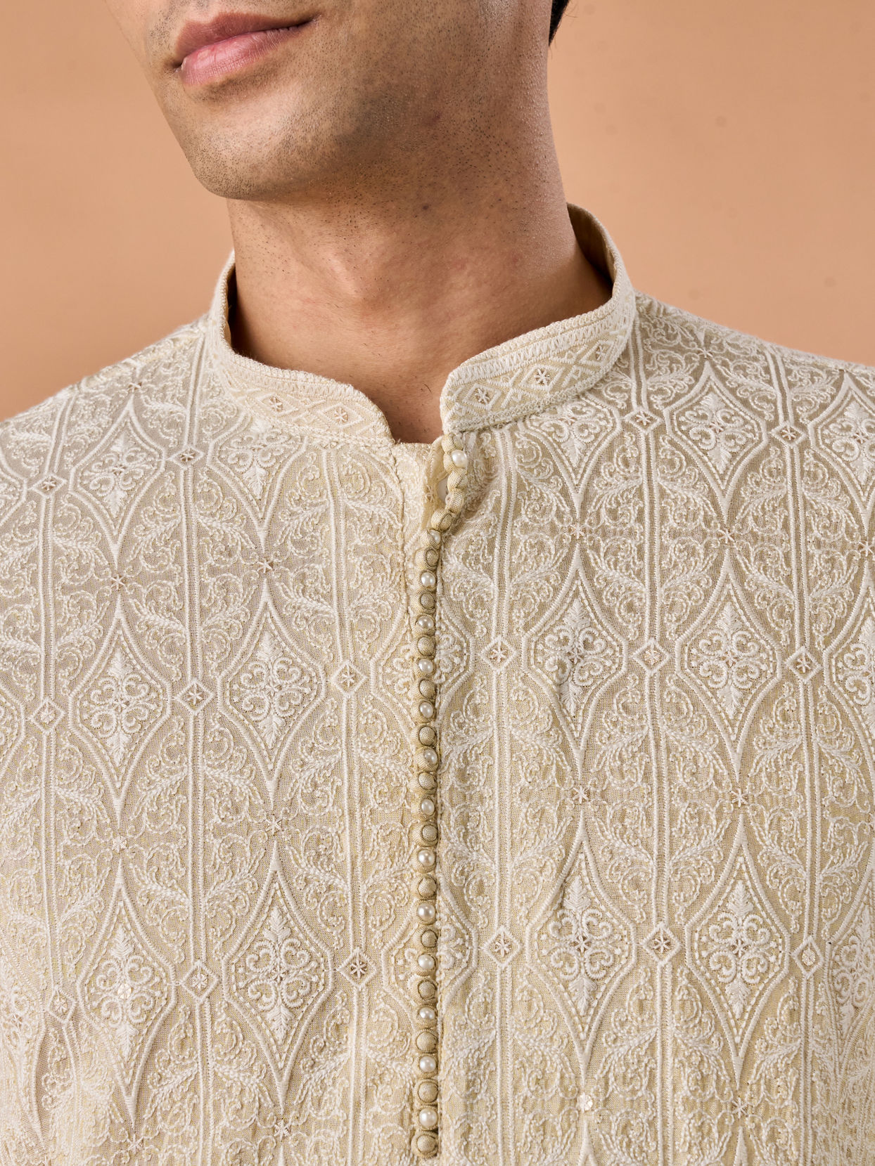 Manyavar Men Pista Green Elegance Kurta Pajama