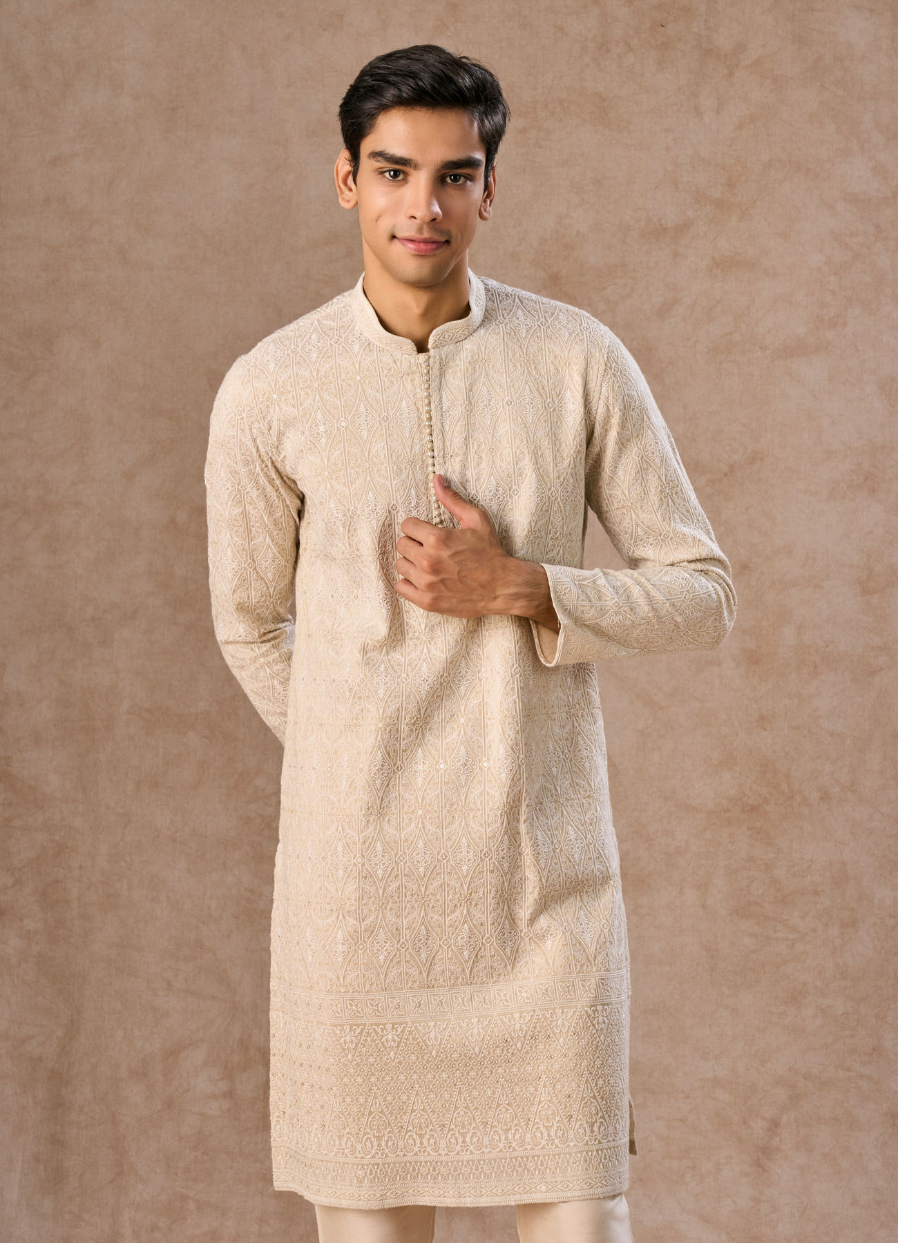 Manyavar Men Glistening Gold Kurta Pajama