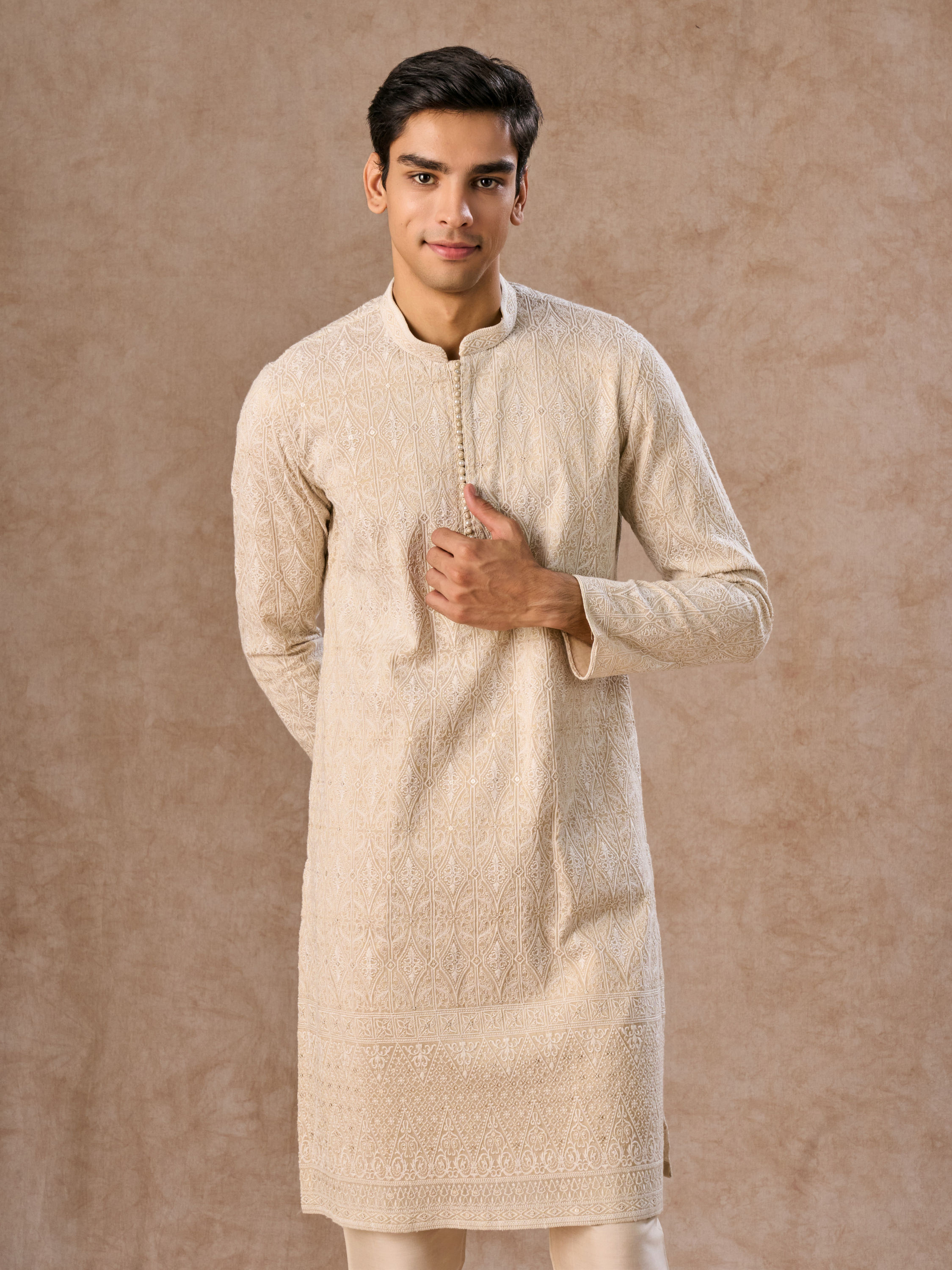Manyavar Men Glistening Gold Kurta Pajama