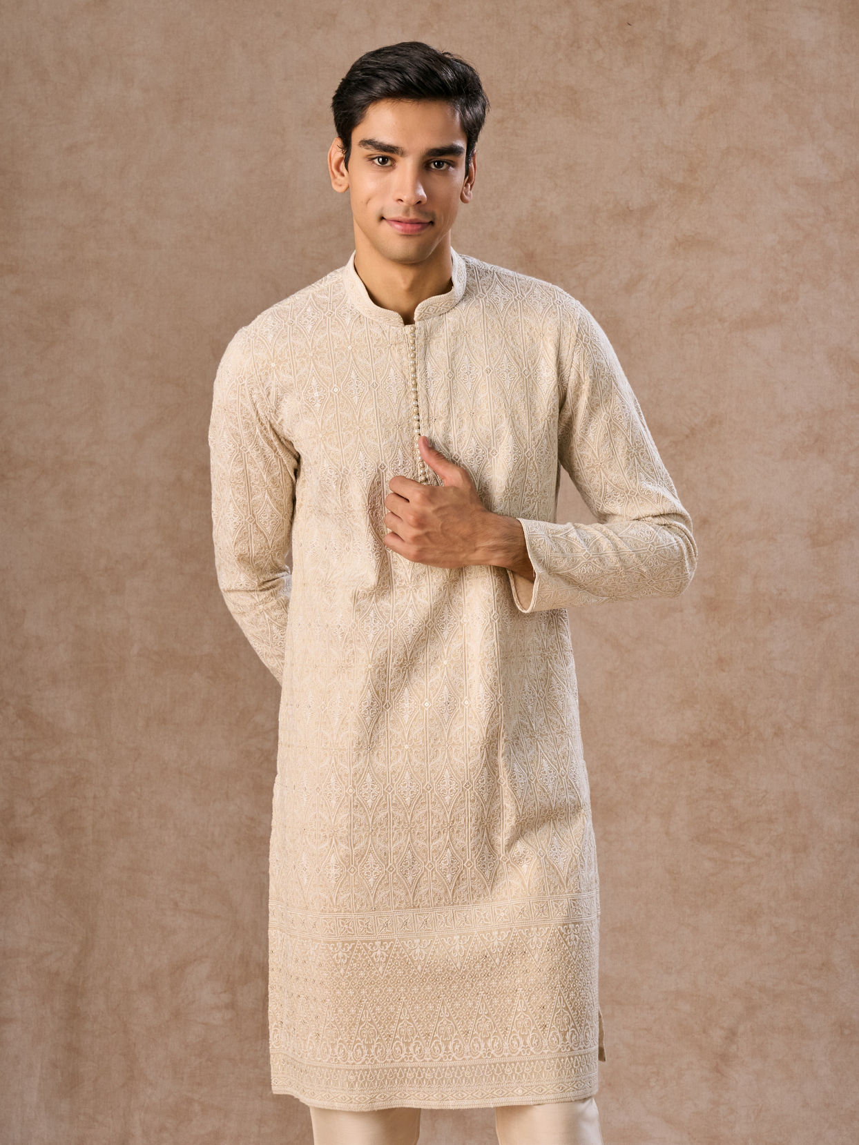 Manyavar Men Glistening Gold Kurta Pajama