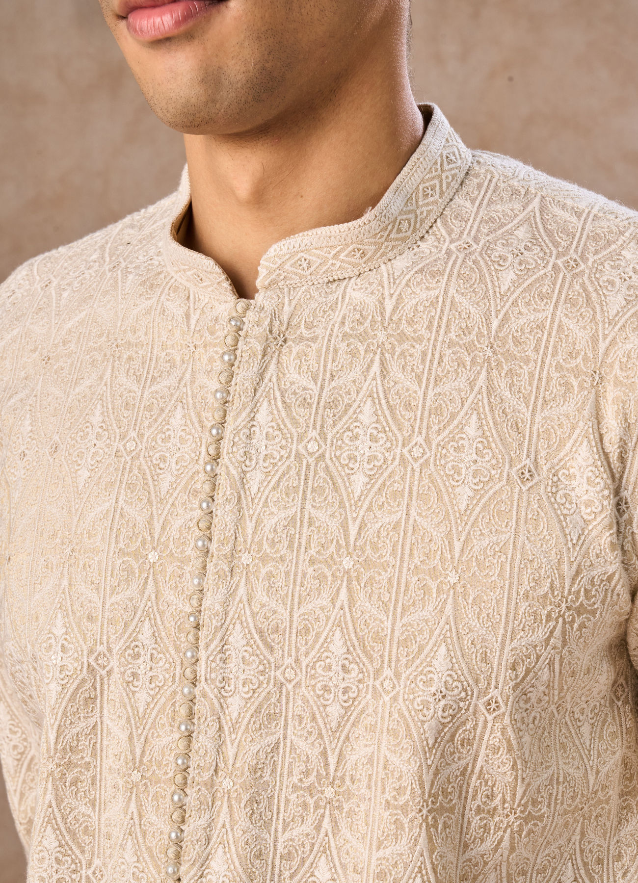 Manyavar Men Glistening Gold Kurta Pajama