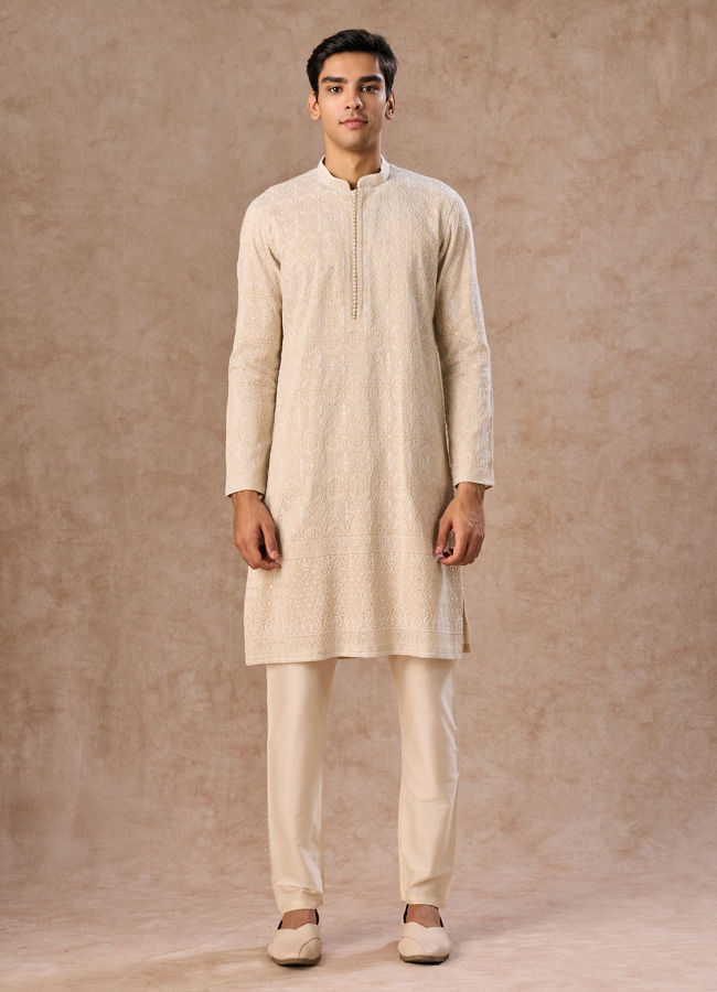 Manyavar Men Glistening Gold Kurta Pajama