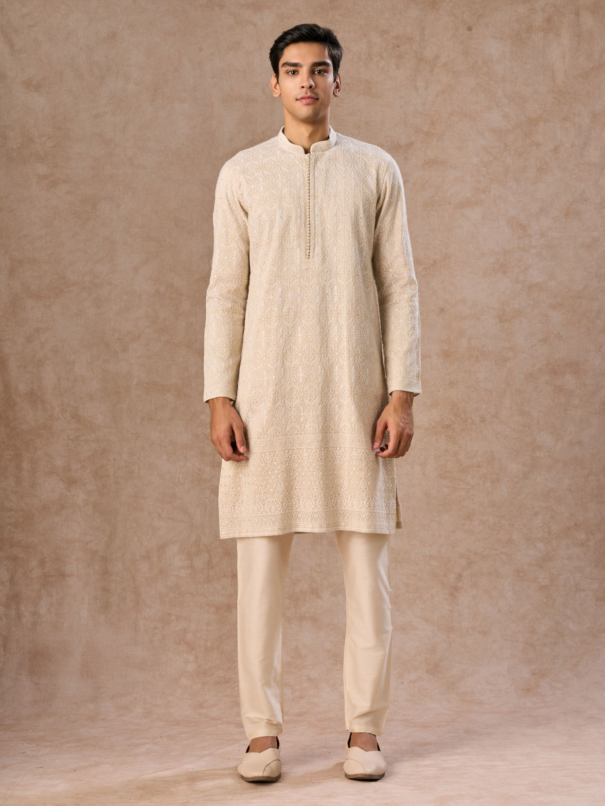 Manyavar Men Glistening Gold Kurta Pajama
