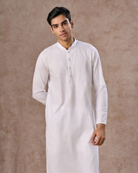 Manyavar Men Ethereal White Cotton Kurta Pajama