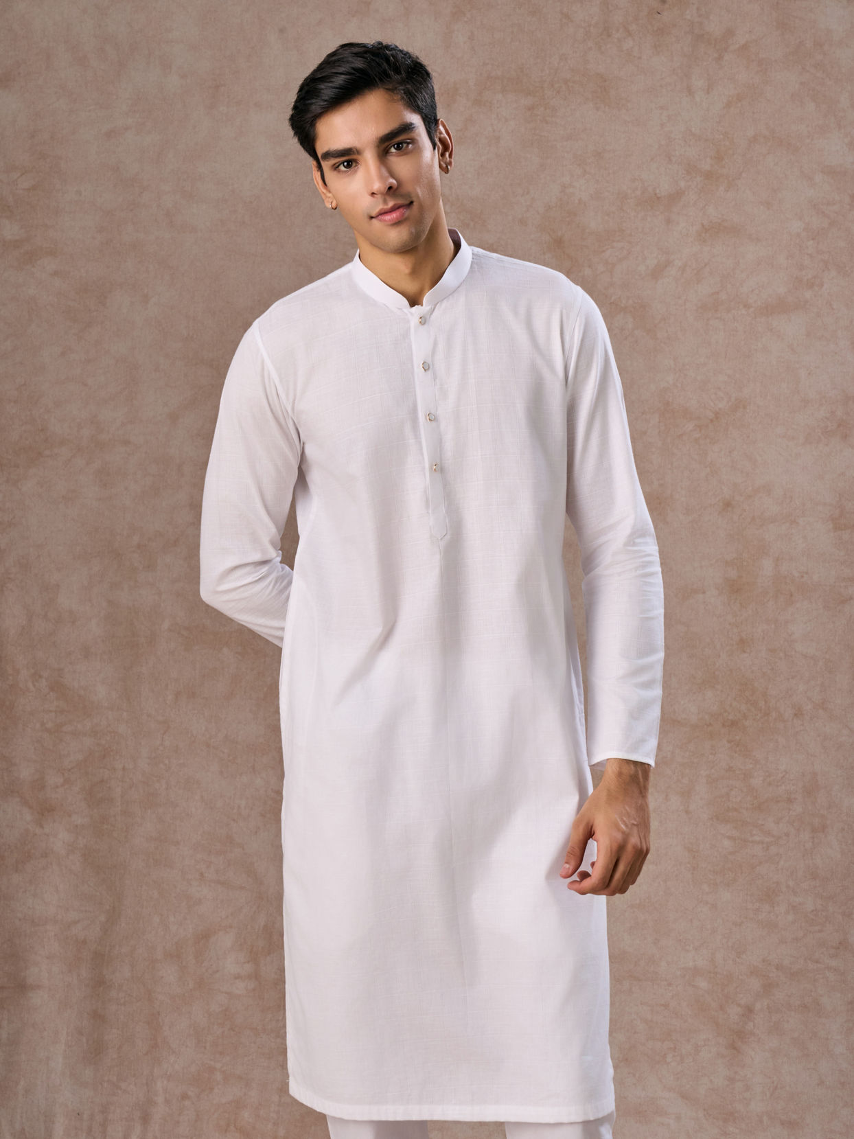 Manyavar Men Ethereal White Cotton Kurta Pajama