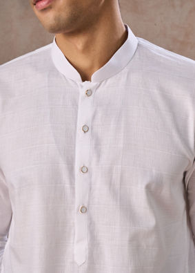 Manyavar Men Ethereal White Cotton Kurta Pajama