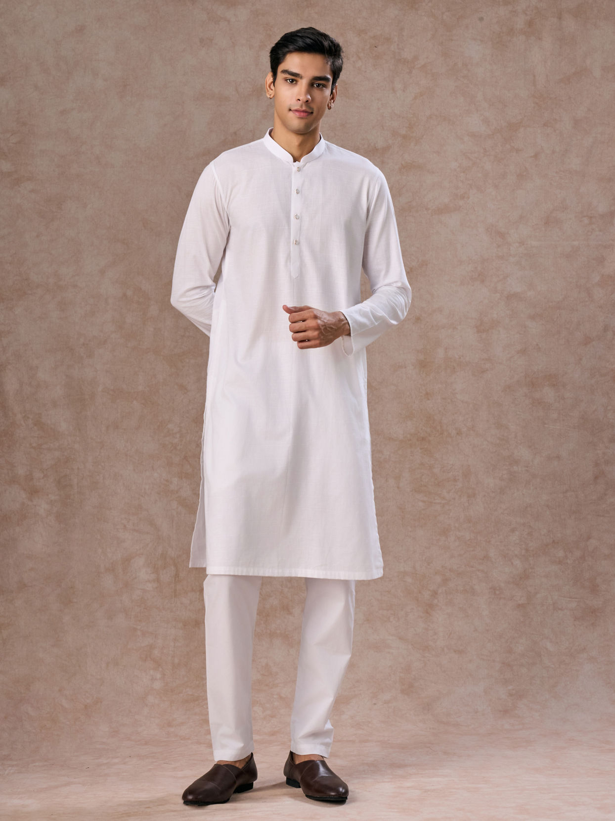 Manyavar Men Ethereal White Cotton Kurta Pajama