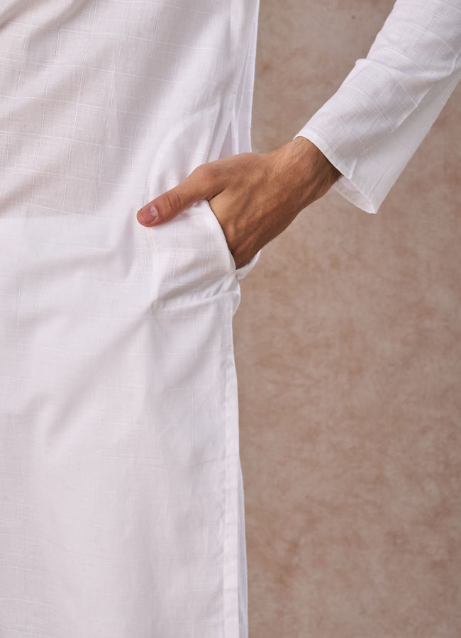 Manyavar Men Ethereal White Cotton Kurta Pajama