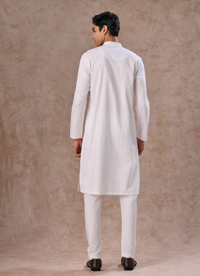 Manyavar Men Ethereal White Cotton Kurta Pajama