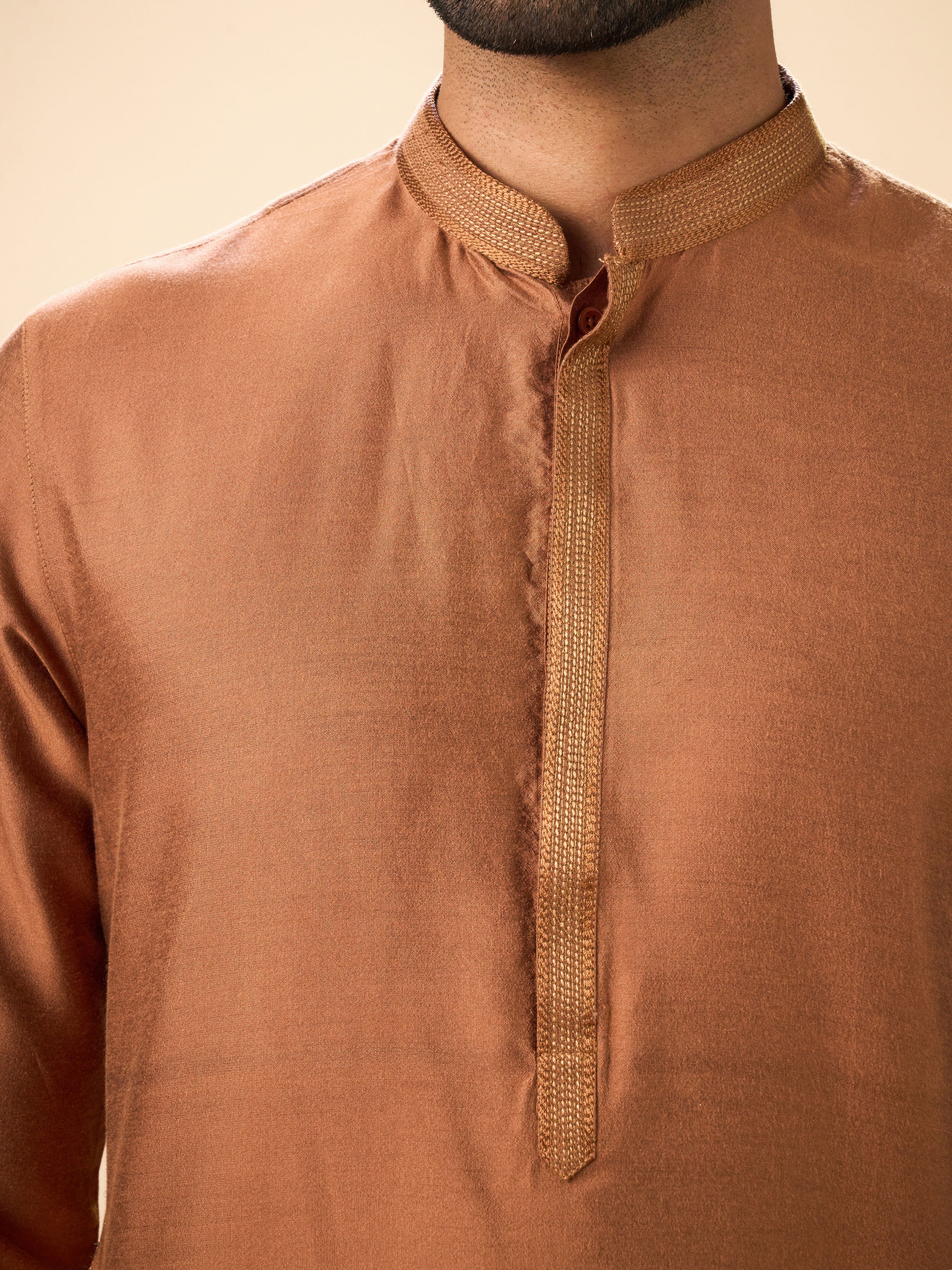 Manyavar Men Tan Harmony Kurta Pajama