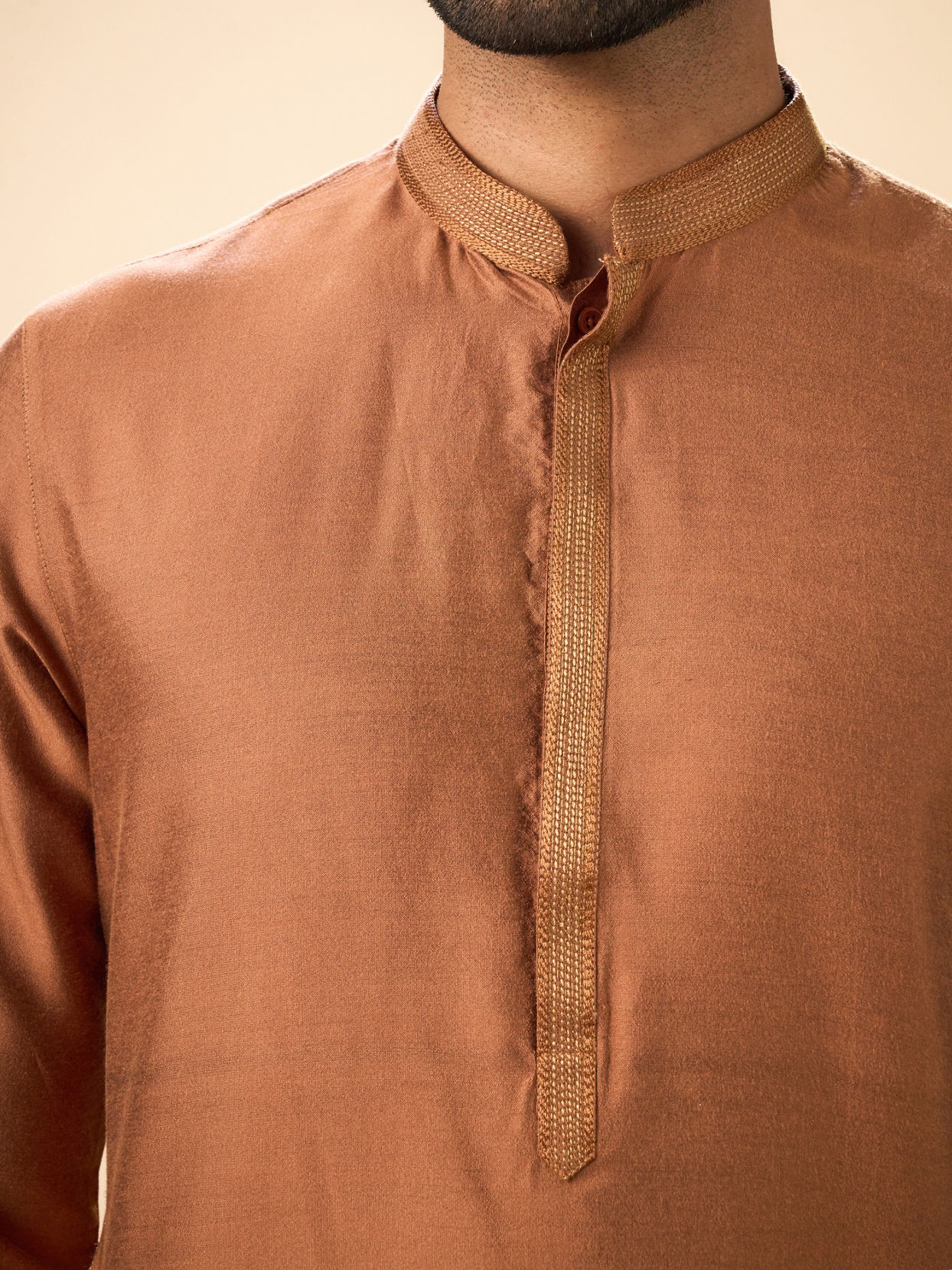 Manyavar Men Tan Harmony Kurta Pajama