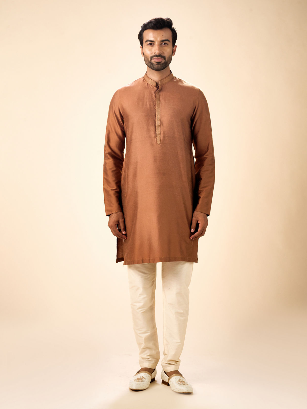 Manyavar Men Tan Harmony Kurta Pajama