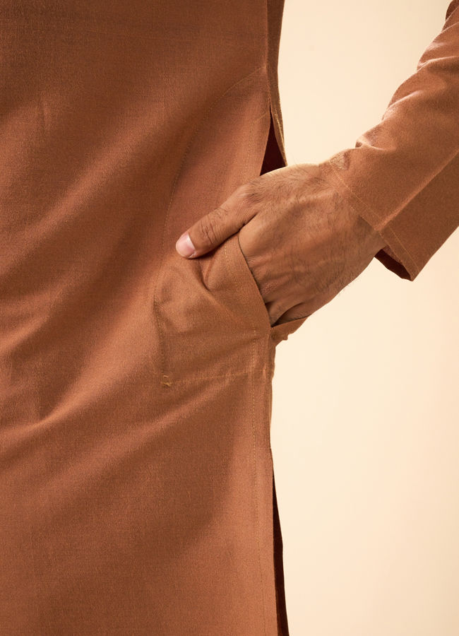 Manyavar Men Tan Harmony Kurta Pajama