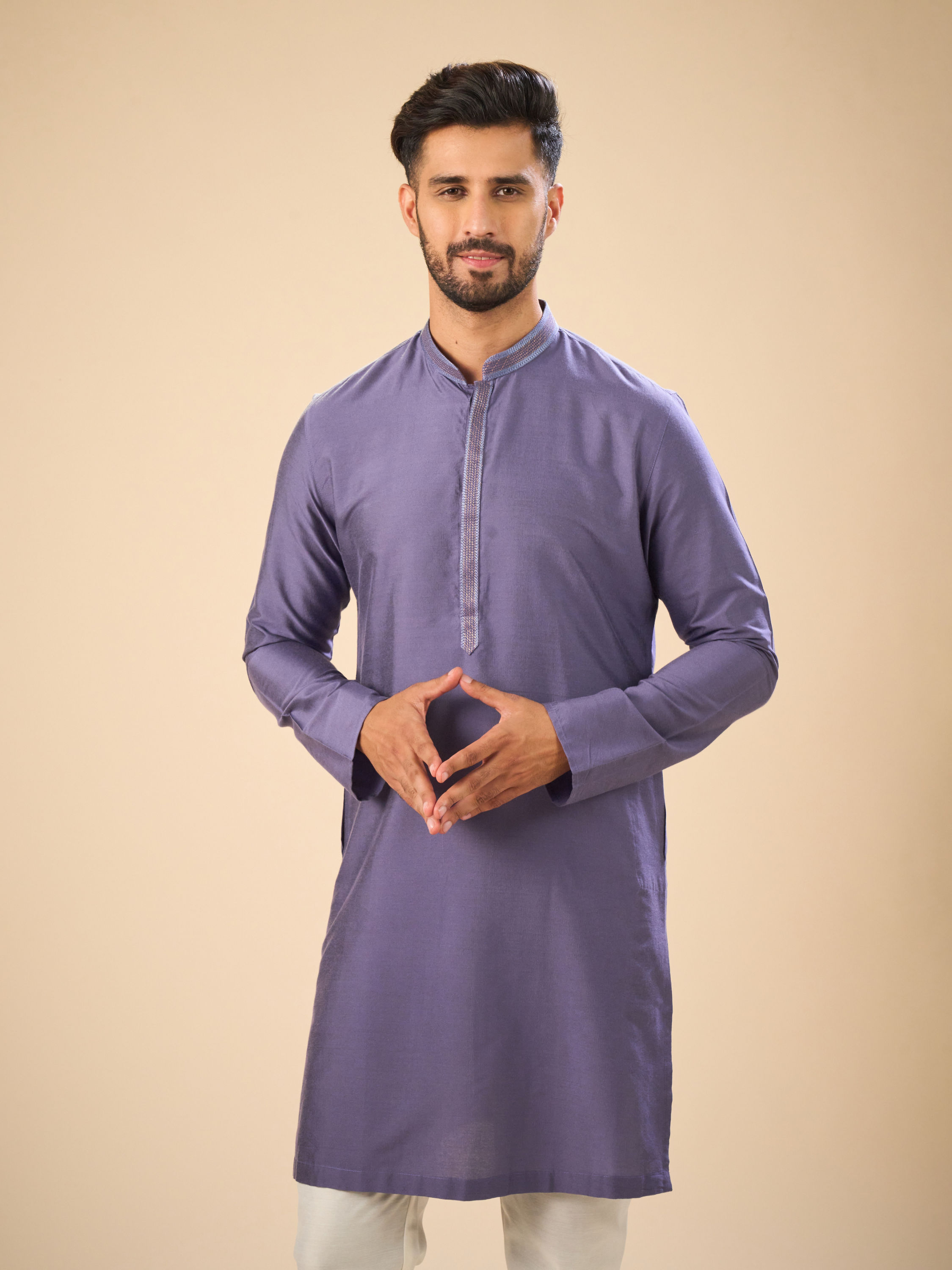 Manyavar Men Purple Elegance Kurta Pajama