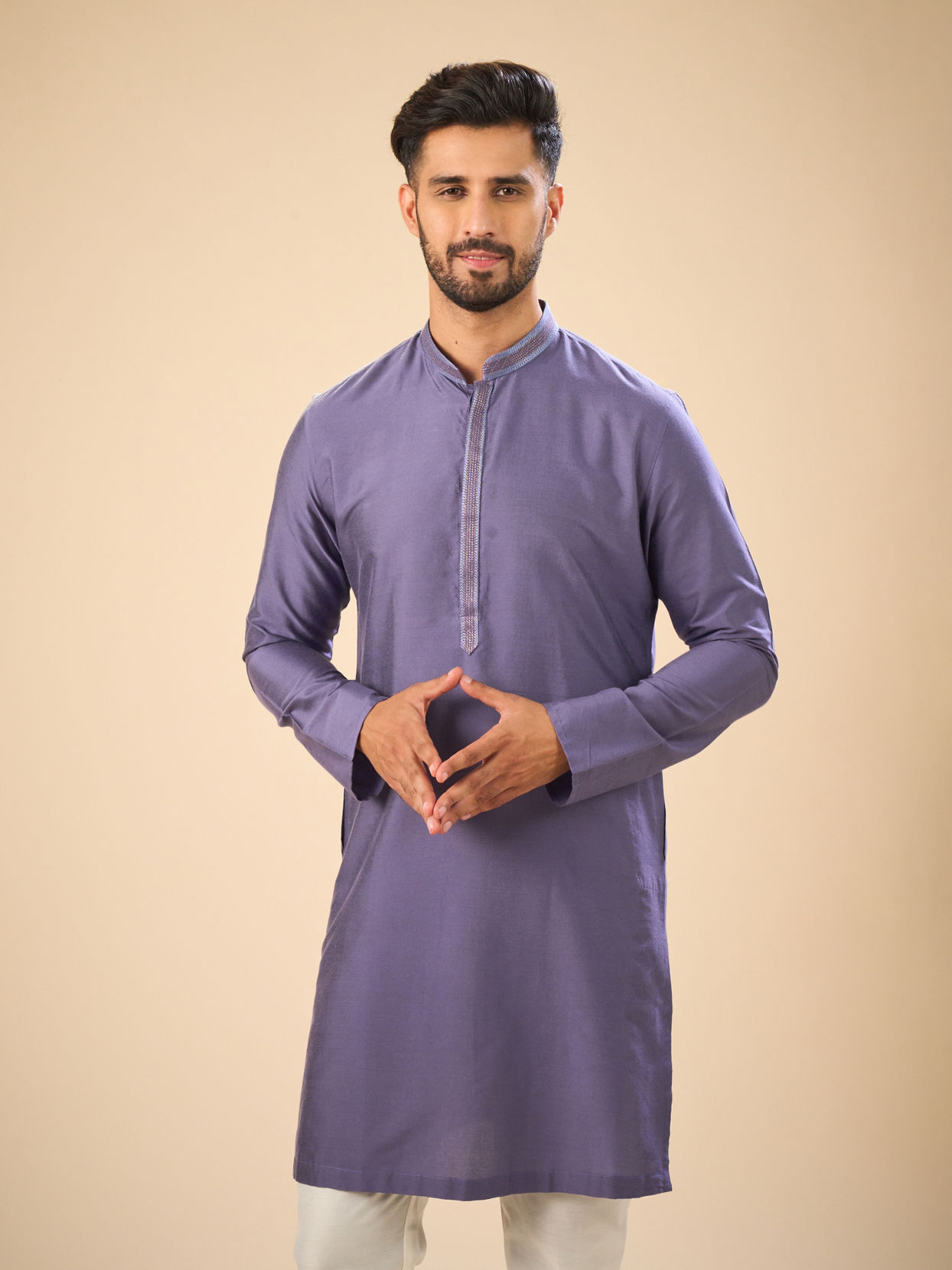 Manyavar Men Purple Elegance Kurta Pajama