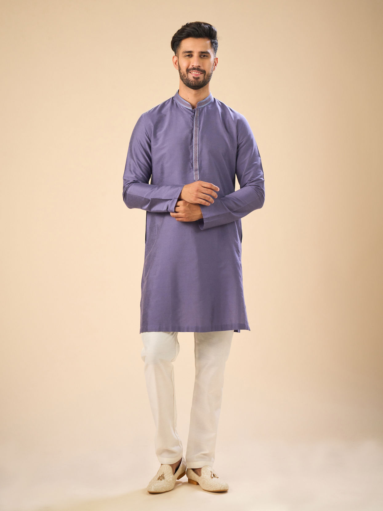 Manyavar Men Purple Elegance Kurta Pajama