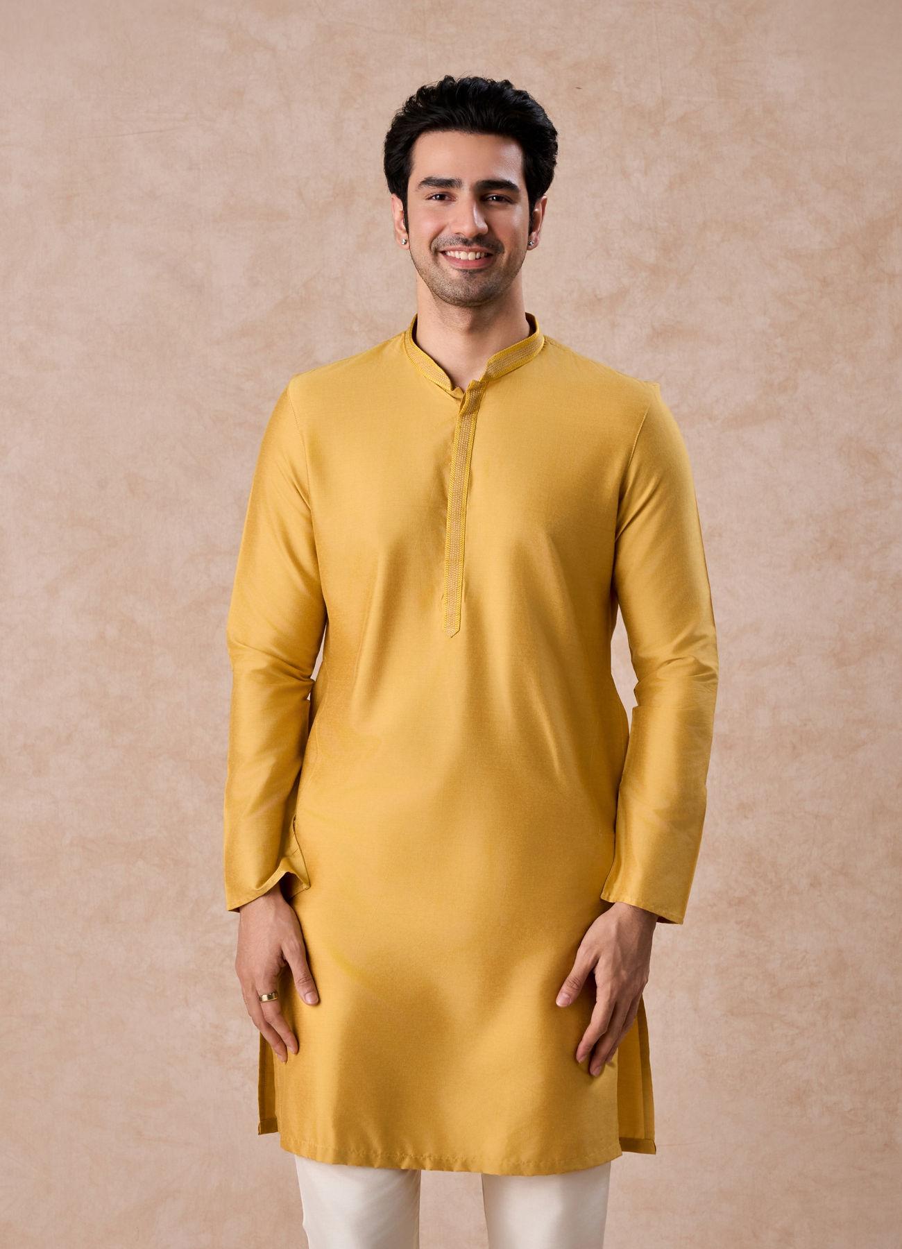 Manyavar Men Sunlit Mustard Kurta Pajama Set