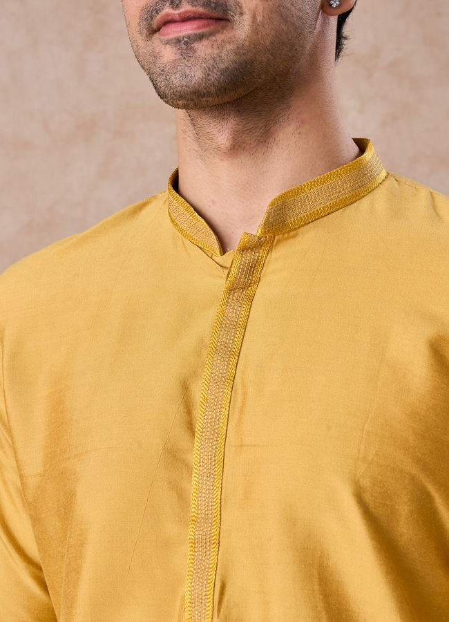 Manyavar Men Sunlit Mustard Kurta Pajama Set