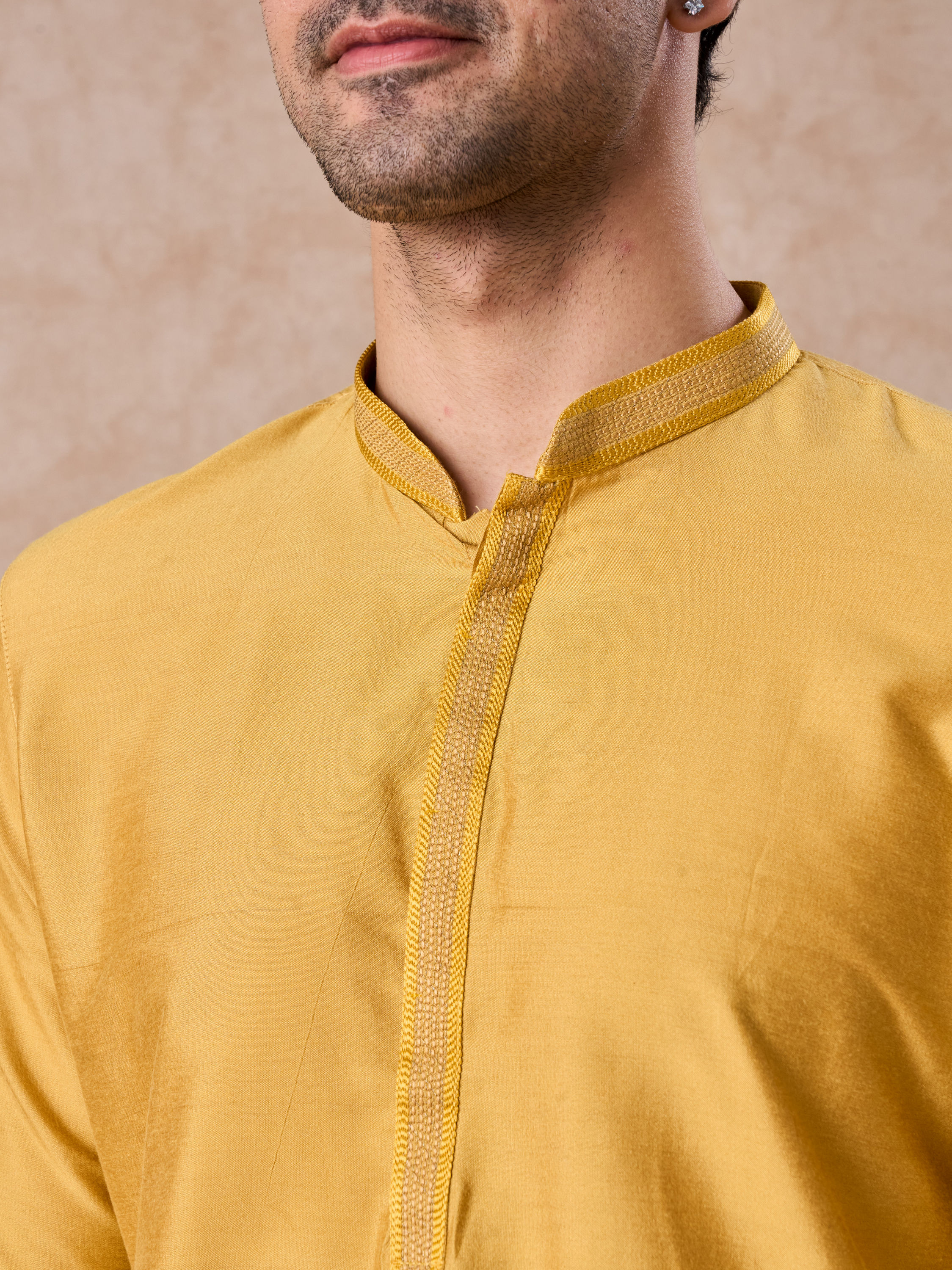 Manyavar Men Sunlit Mustard Kurta Pajama Set