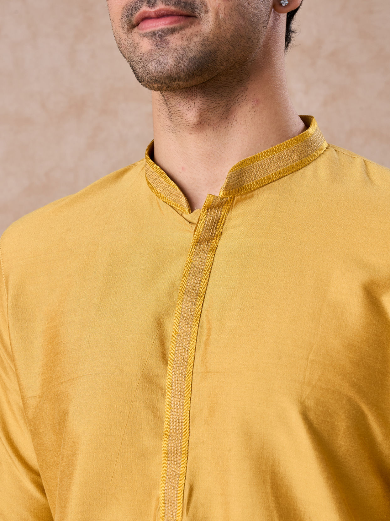 Manyavar Men Sunlit Mustard Kurta Pajama Set
