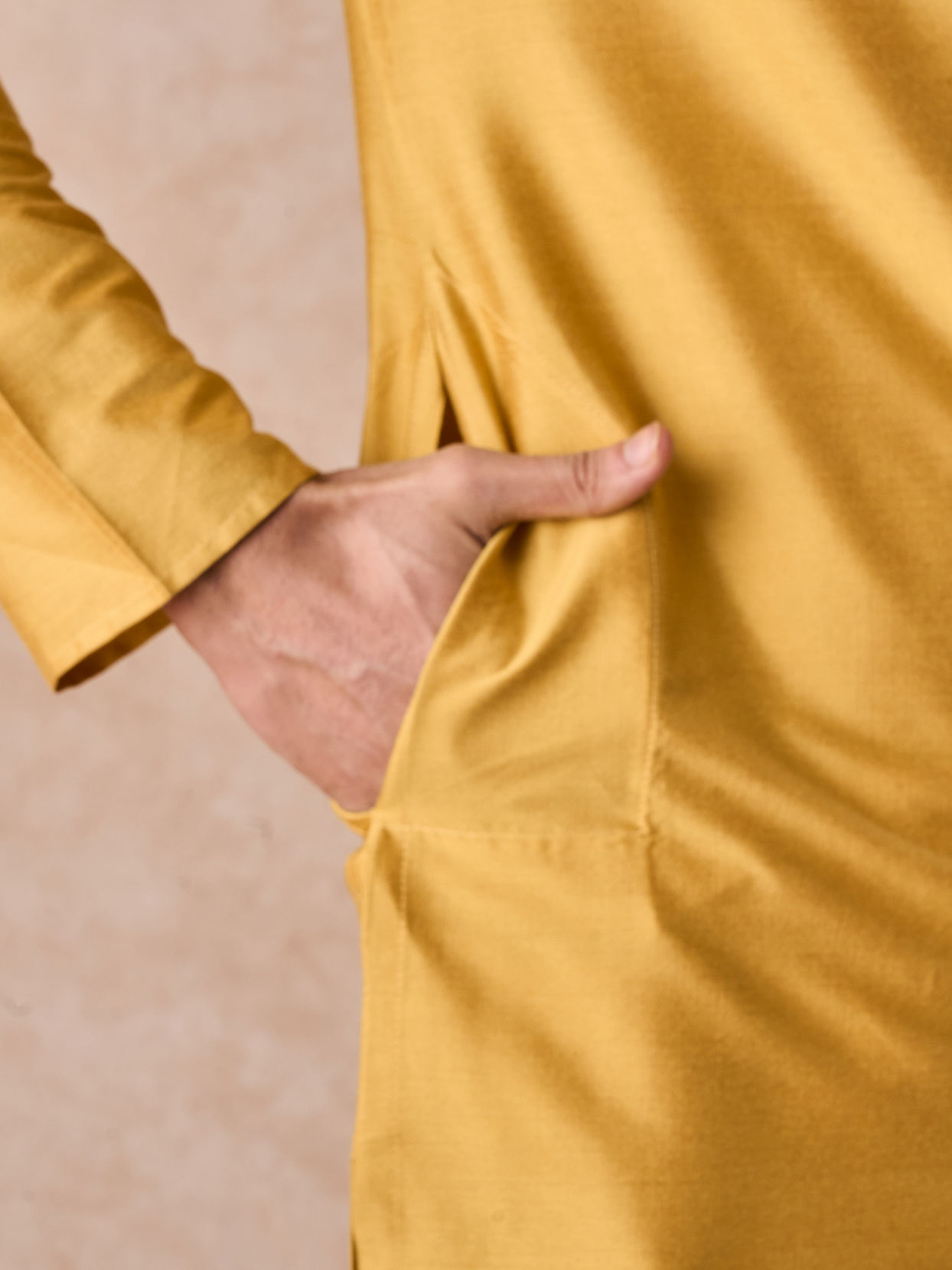 Manyavar Men Sunlit Mustard Kurta Pajama Set