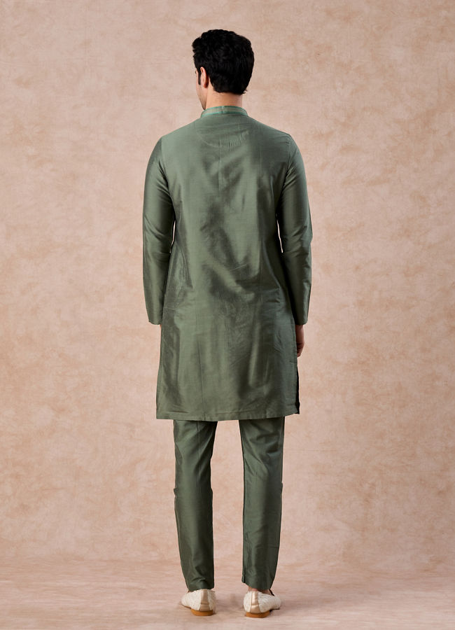 Manyavar Men Exotic Olive Green Kurta Pajama
