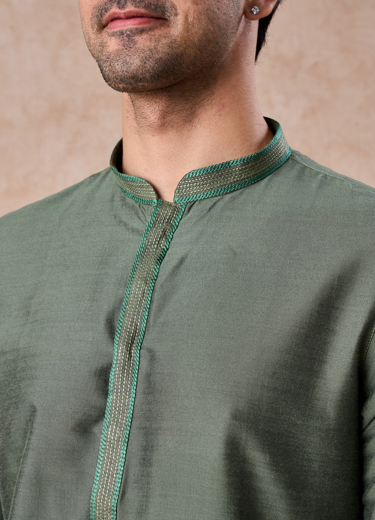Manyavar Men Exotic Olive Green Kurta Pajama