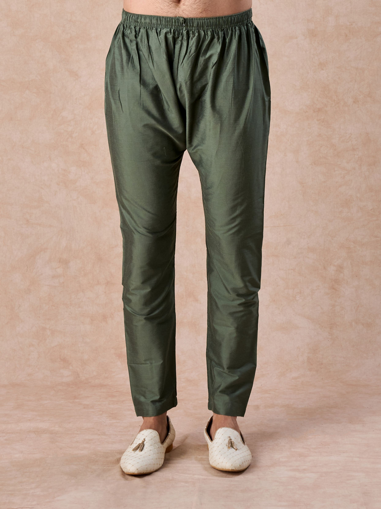 Manyavar Men Exotic Olive Green Kurta Pajama