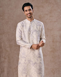 Manyavar Men Radiant Cream Lilac Kurta Pajama