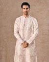 Manyavar Men Cream Dusty Pink Festive Kurta Pajama
