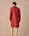 Manyavar Men Rust Art Silk Printed Kurta Pajama