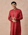 Rust Art Silk Printed Kurta Pajama