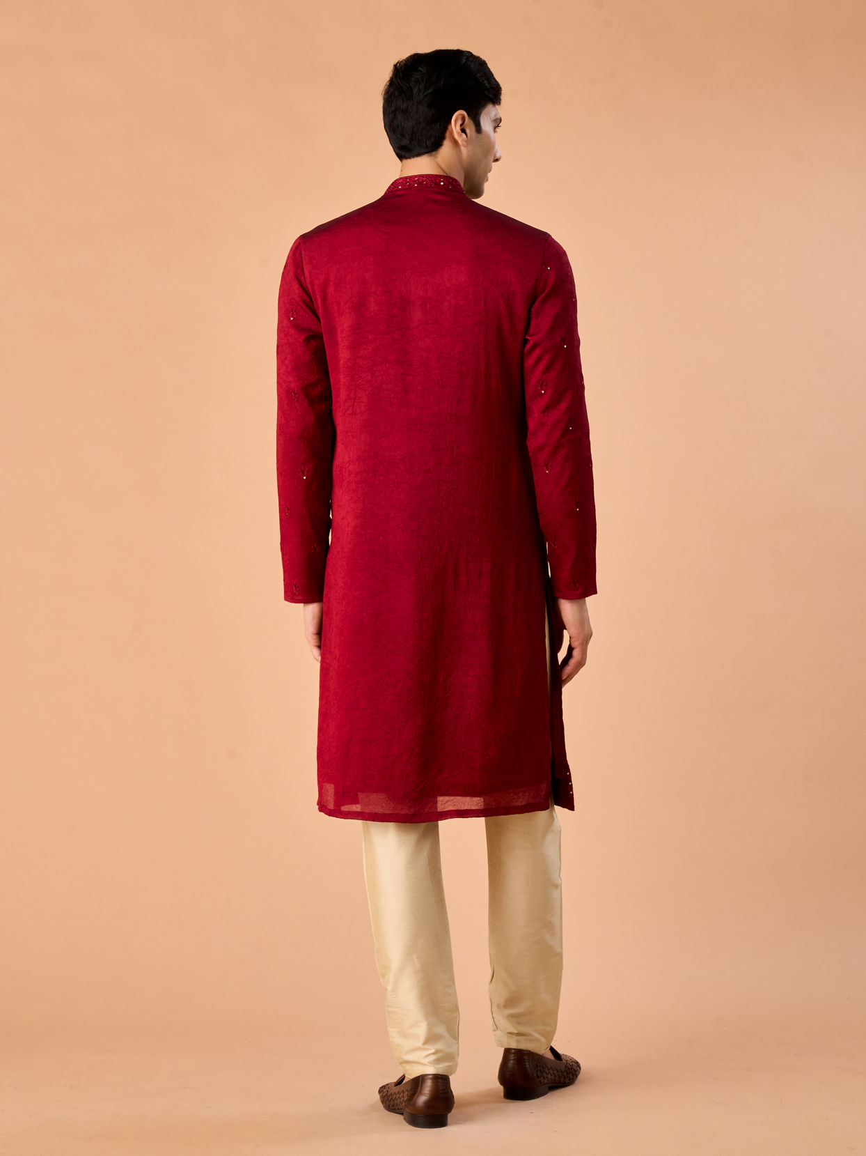Manyavar Men Maroon Glory Kurta Pajama