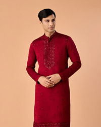 Manyavar Men Maroon Glory Kurta Pajama
