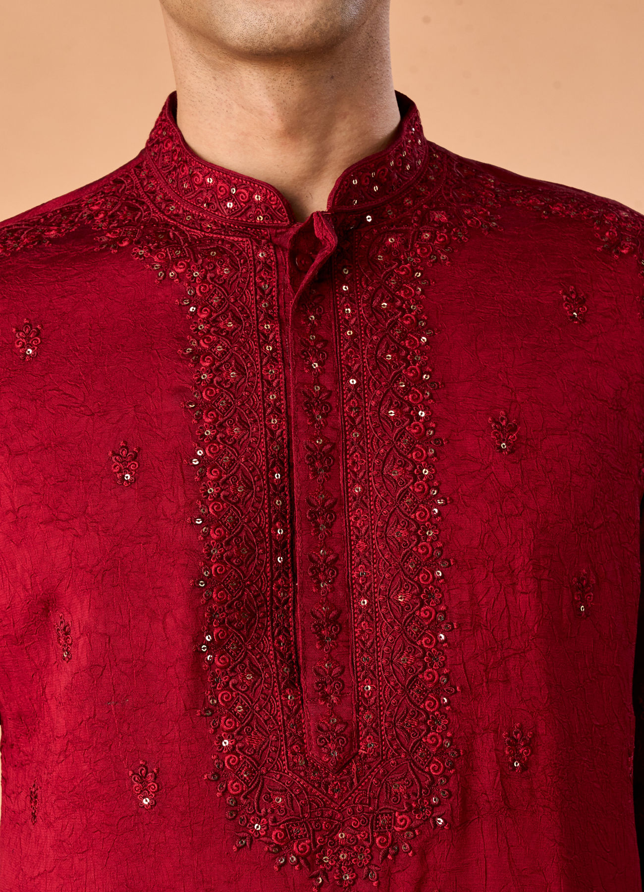 Manyavar Men Maroon Glory Kurta Pajama
