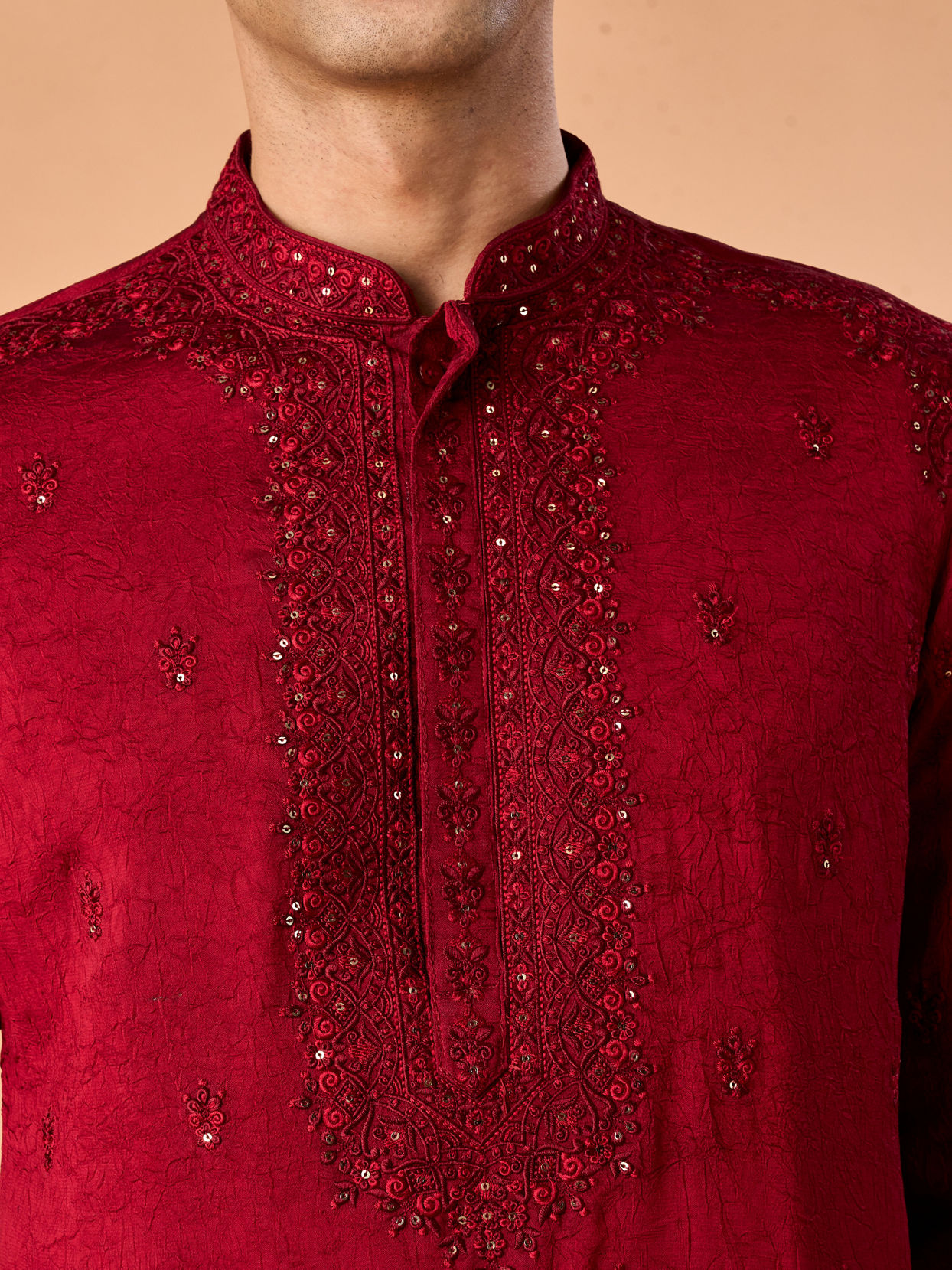 Manyavar Men Maroon Glory Kurta Pajama
