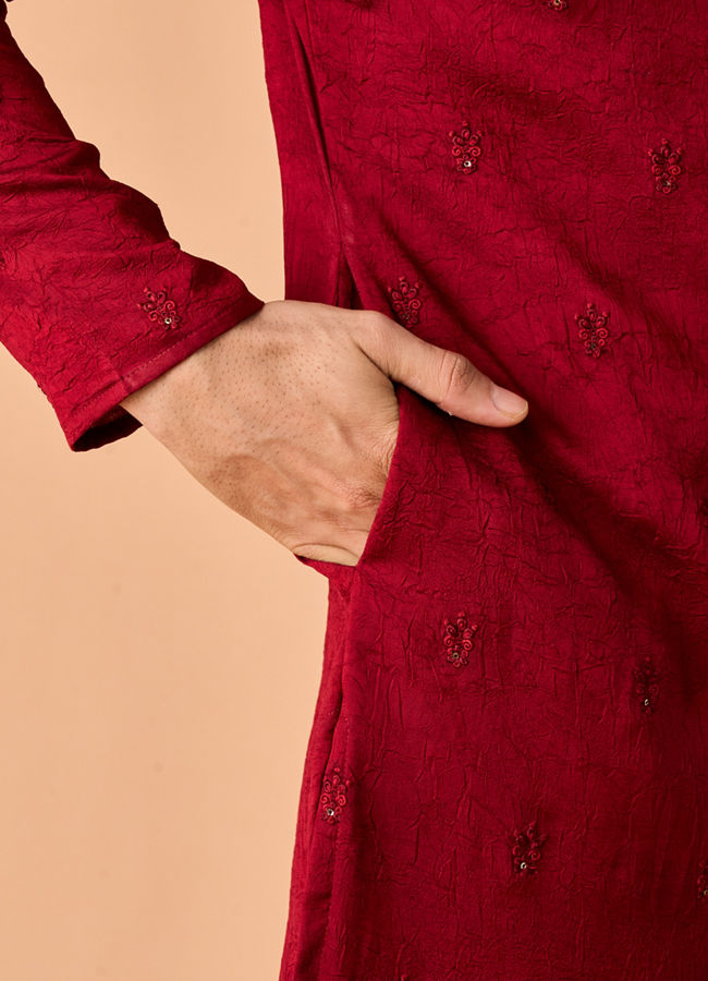 Manyavar Men Maroon Glory Kurta Pajama