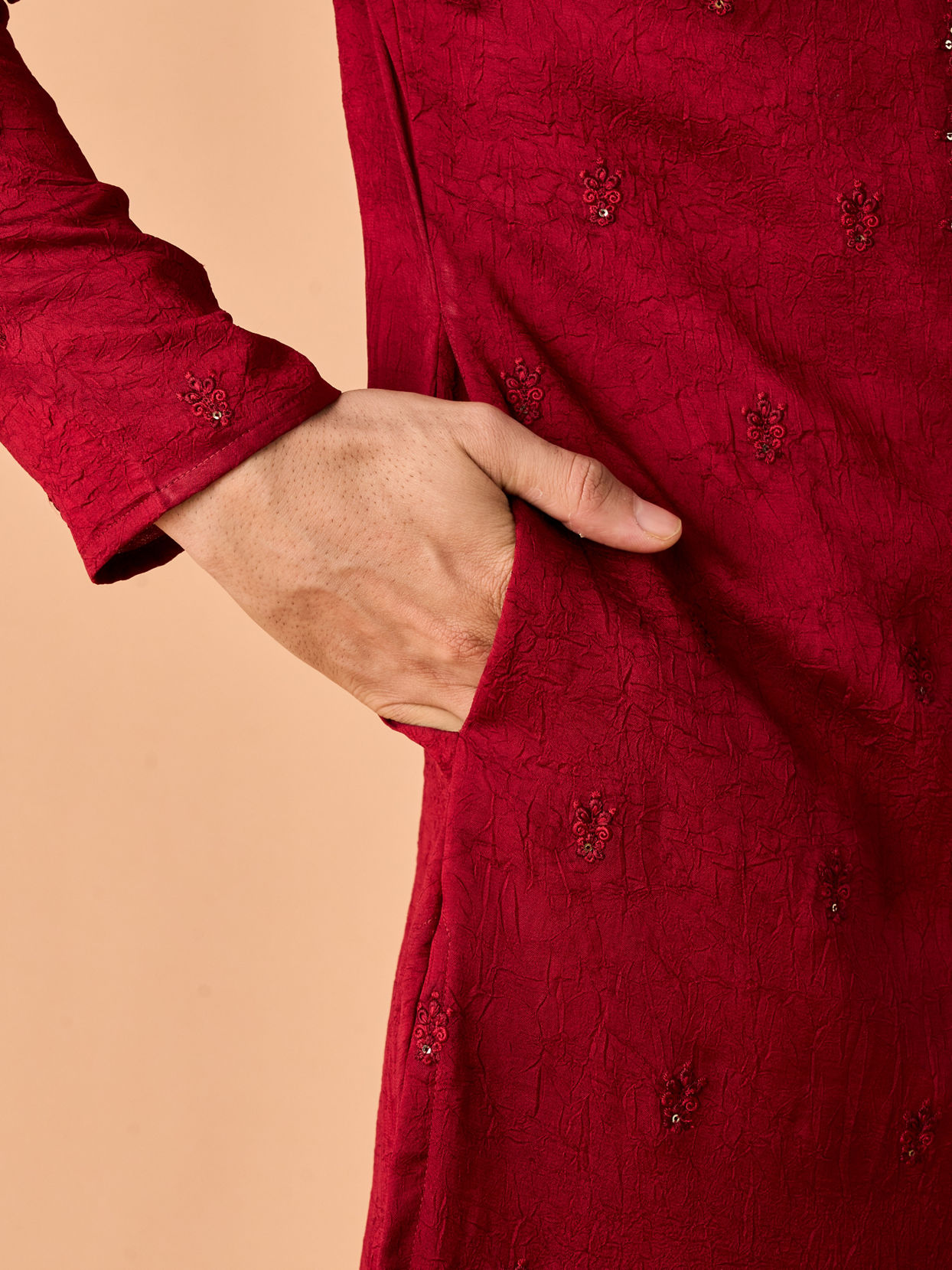 Manyavar Men Maroon Glory Kurta Pajama