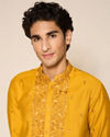 Manyavar Men Yellow Blended Viscose Kurta Pajama with Embroidery