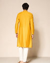 Manyavar Men Yellow Blended Viscose Kurta Pajama with Embroidery
