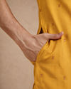 Manyavar Men Yellow Blended Viscose Kurta Pajama with Embroidery
