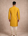 Manyavar Men Yellow Blended Viscose Kurta Pajama with Embroidery