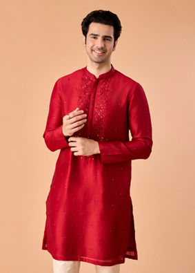 Manyavar Men Opulent Red Kurta Pajama